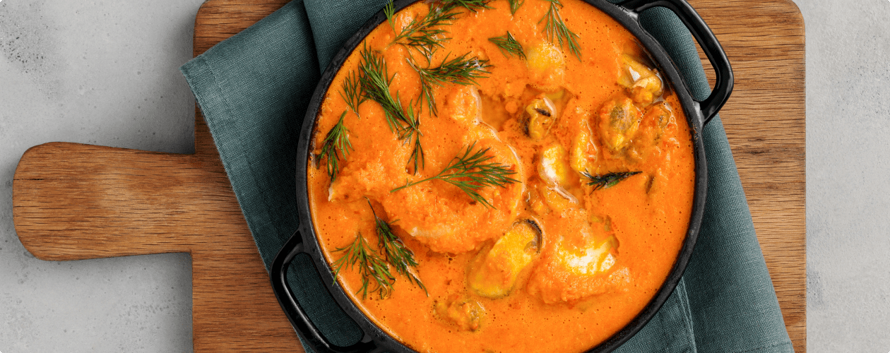 Рецепт морепродуктов в соусе на ужин