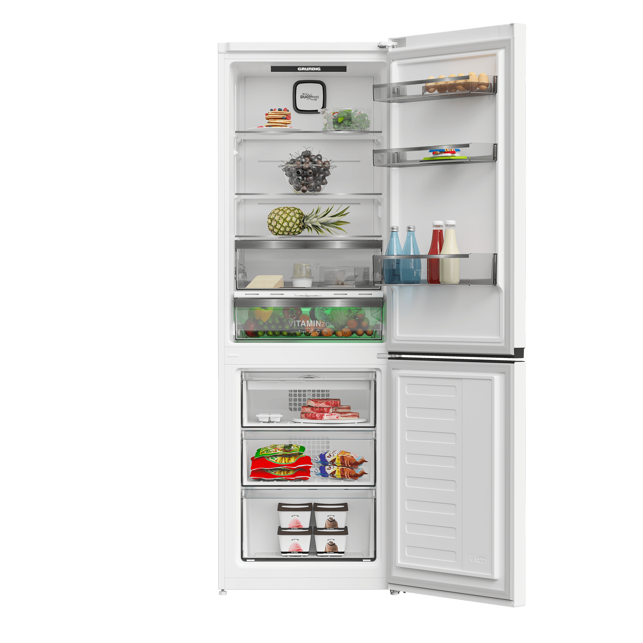 Холодильник с нижней морозильной камерой Grundig GKPN66830FW. фото-3