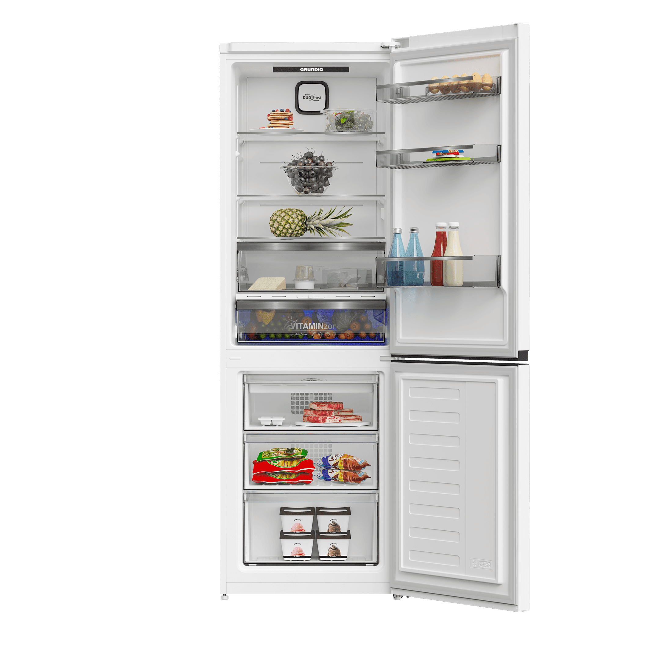 Холодильник с нижней морозильной камерой Grundig GKPN66830FW. фото-5