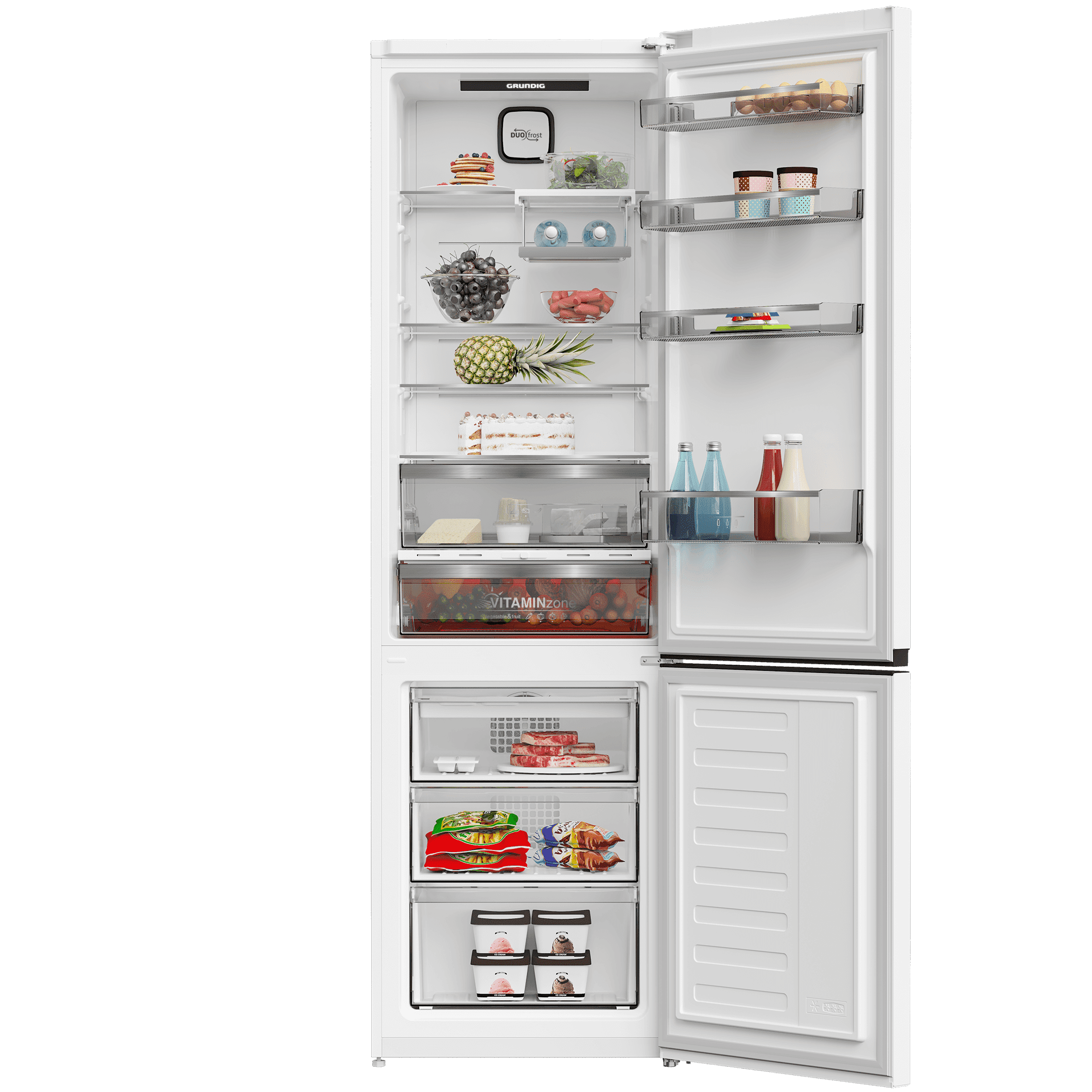 Холодильник с нижней морозильной камерой Grundig GKPN66930FW. фото-4