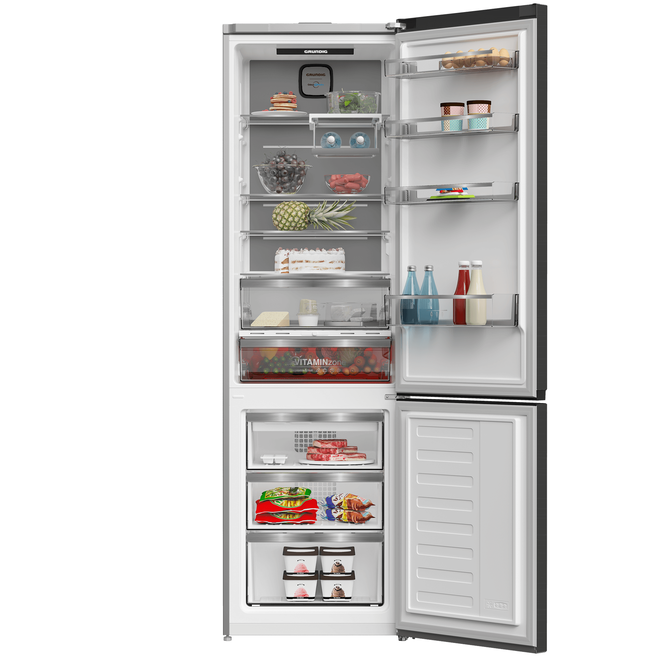 Холодильник с нижней морозильной камерой Grundig GKPN66930LXDW. фото-4